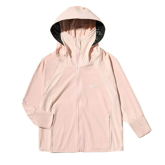 LOVZFMLL Jackets for Girls Kids's Ice Silk Solid Color Long Sleeved Hooded Zipper Pocket Thin Breathable And To Sunscreen Jacket 9-10 Years