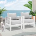 thumbnail image 2 of RoyalCraft 2 Pieces Patio Furniture Aluminum Armchair, All-Weather Outdoor Single Sofa, White Metal Chair with Light Grey Cushions,White, 2 of 8