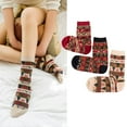 thumbnail image 2 of TINYSOME 3 Pairs Womens Vintage Christmas Ethnic Cotton Crew Socks Elk Snowflake Stripes Contrast Color Printed Mid Calf Long Hosiery Holiday Gifts, 2 of 17