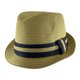 thumbnail image 1 of Top Headwear Banda de dos tonos Paja Natural Straw Fedora Hat - Natural TOP HEADWEAR Sombrero de fieltro, 1 of 2