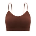thumbnail image 4 of PULLIMORE V Neck Cami Bra Seamless Padded Bralette Straps Sleeping Bra for Women Girls (L, Red-brown), 4 of 8