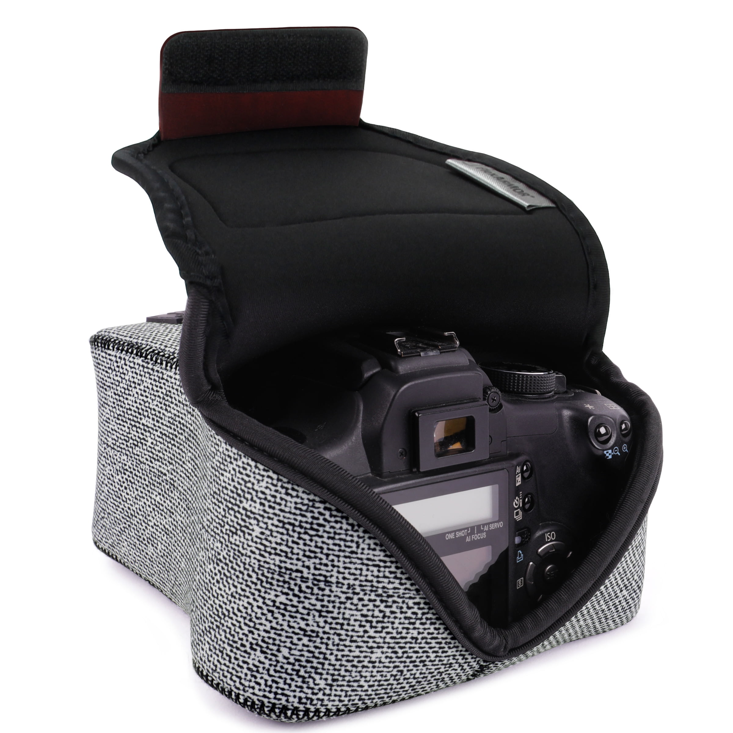 USA GEAR DSLR Camera Case SLR Camera Sleeve Black Paisley w Neoprene Protection Holster Belt Loop and Accessory Storage Compatible With Nikon D3400 Canon EOS Rebel SL2 Pentax