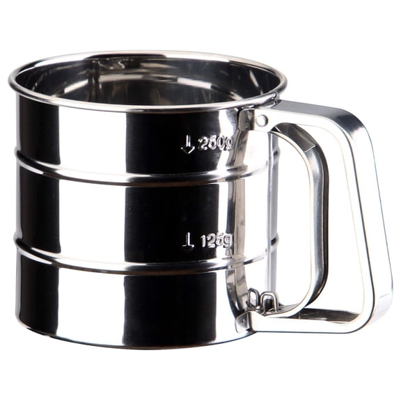 2.5 Cup Flour Sifter, Semi Automatic Small Baking Sieve, Stainless Steel, Fine Mesh Sieve Flour Duster