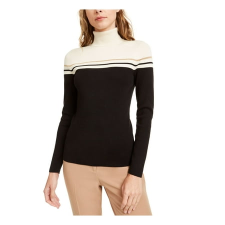 ANNE KLEIN Womens Black Color Block Long Sleeve Turtle Neck Top Size: XXL