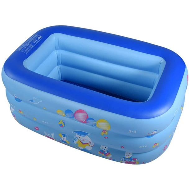 Inflatable Pool for Kids Family 3 Layers Rectangle Kiddie Pool Swimming Pools Above Ground