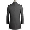 thumbnail image 3 of Defitshape Men's Wool Blend Pea Coat Long Sleeve Thick Quilted Trench Coat Business Casual Long Jackets & Coats Single Breasted Winter Fall Slim Fit Peacoat Grey X-Small, 3 of 5