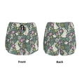 thumbnail image 3 of Daiia Retro Bunny Floral Pattern Women's 2 in 1 Running Shorts - Lightweight Athletic Workout Gym Yoga Shorts Liner with Phone Pockets-Medium, 3 of 7