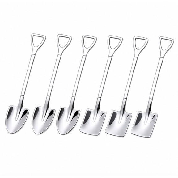 6 Piece Shovel Teaspoon Set, Small Spoons for Ice Cream, Coffee and Desserts, TIKA