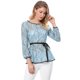 thumbnail image 3 of Blusas Tops Peplum De Encaje Semitransparente De ManLarCon CintuAnudaPaMujer Azul L, 3 of 6