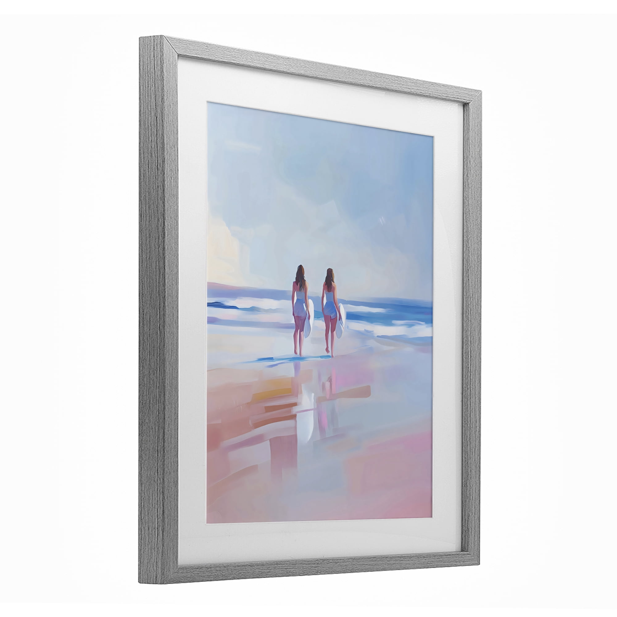 Stupell Industries Heading To Surf at Dawn Gray Framed Print Under Glass, design by The Prints Vibe