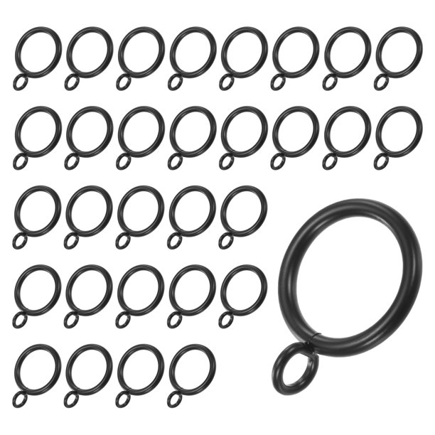 Uxcell Paquete de 30 Anillas Negras para Cortinas con Ojal, Anillas de Metal a Prueba de Óxido para Barras de Cortina, Diámetro Interior de 1 Pulgada