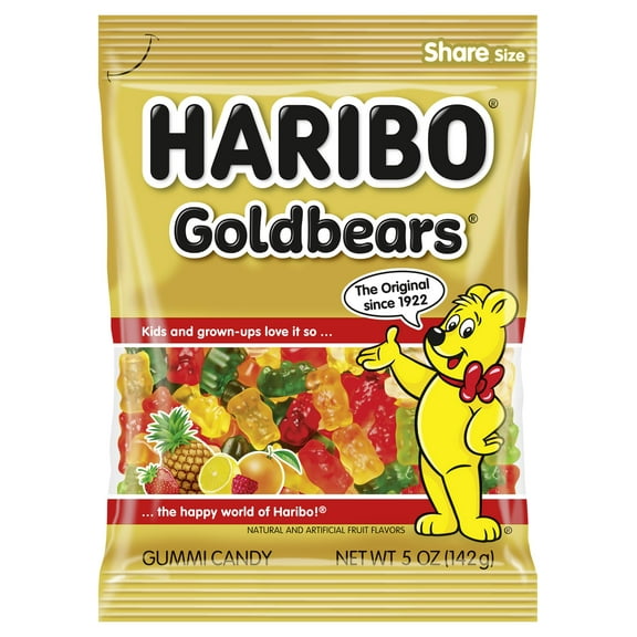 Haribo Gummi Candy, Goldbears Gummi Candy, 5 oz Bags (Pack of 12)