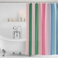 thumbnail image 4 of Pink Green Blue Stripe Waterproof Fabric Shower Curtain,Farmhouse Stripes Contemporary Waterproof Fabric Shower Curtain for Bathroom Curtains Bathtubs Shower Curtains with 12 Hooks Standard 60x72, 4 of 8