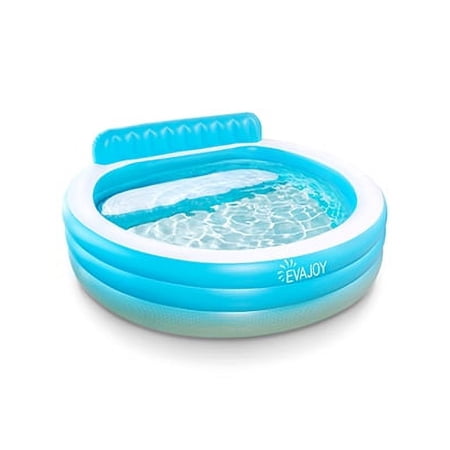 Full-Sized Inflatable Swimming Family Pool with Seats, Above Ground Blow Up Pool with Backrest Bench for Backyard Kiddie Pool, 88"x85"X30"