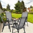thumbnail image 3 of Costway Set of 4 Outdoor Patio Folding Chairs Camping Deck Garden Pool Beach W/Armrest,Steel frame and Textilene, 3 of 9