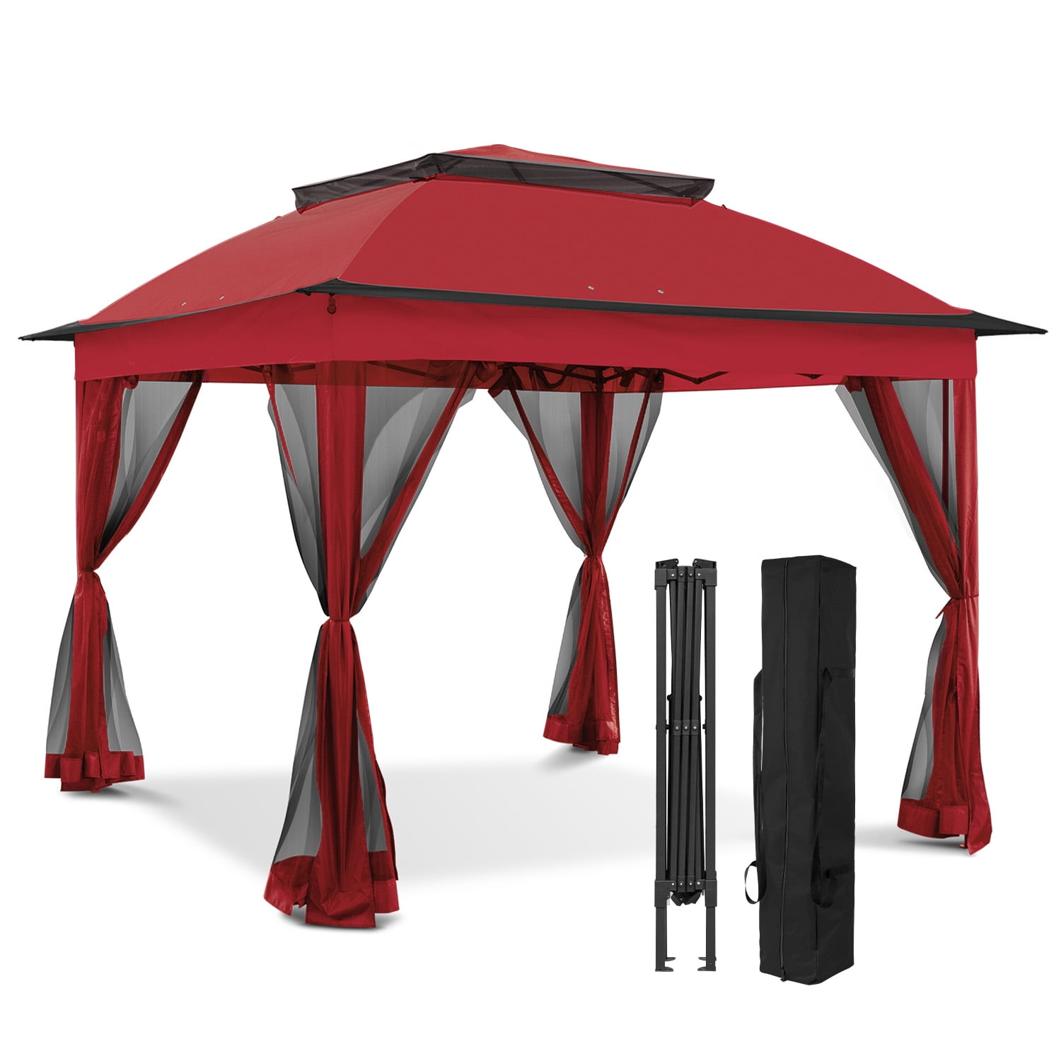 EAGLE PEAK Gazebo 11 x 11 ft Straight Leg Pop-Up Canopy(Red)
