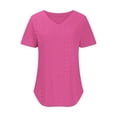 thumbnail image 7 of XuJwPNcy Womens Eyelet T Shirts V Neck Short Sleeve Casual Tops Loose Basic Tees with Curved Hem, 7 of 7