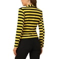 thumbnail image 4 of INSPIRE CHIC Women's Notched Lapel Long Sleeves Button Striped Blazer XS Yellow Black, 4 of 7