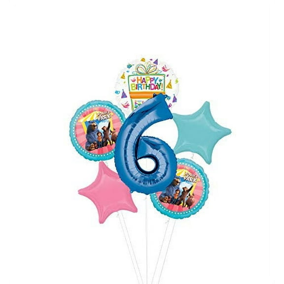Mayflower Products Wonder Park Party Supplies 6th Birthday Balloon Bouquet Decorations - Blue Number 6