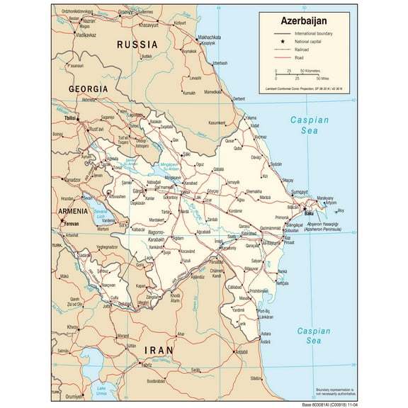 Palmetto Poster Political Map of Azerbaijan 24" x 31" Poster