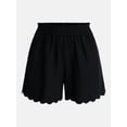 thumbnail image 6 of Time and Tru Women's Linen Blend Shorts with Scalloped Hem, Sizes XS-XXXL, 6 of 6