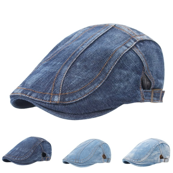 Unisex Denim Newsboy Hats Flat Ivy Gatsby Cabbie Driving Berets Hat Cotton Dad Cap for Men Women