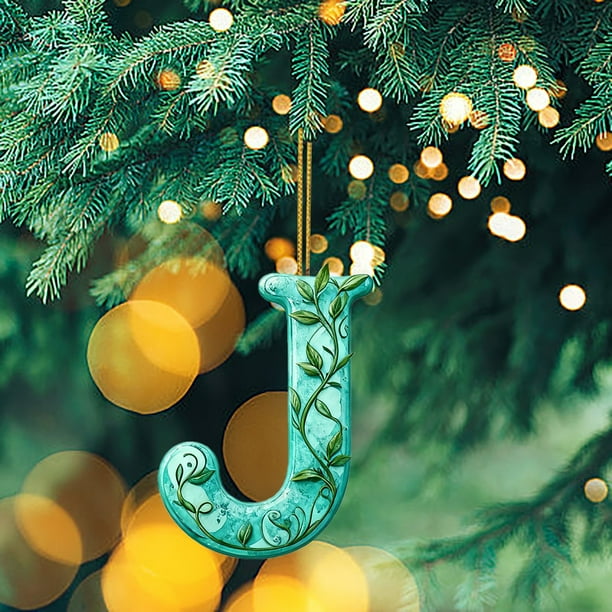 Adornos navideños con trampa de luz acrílica, serie Alfabeto 26, mochila acrílica 2D, colgante para coche, adorno decorativo, decoración de jardín, decoración navideña y de Halloween.