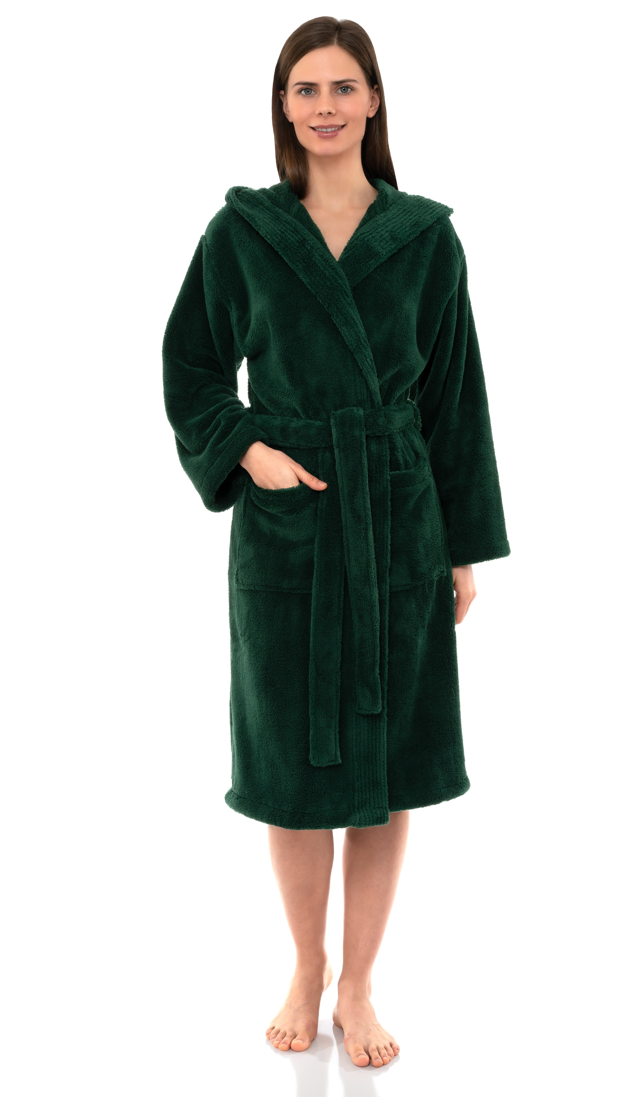 TowelSelections Women's Robe Soft Plush Fleece Hooded Spa Bathrobe