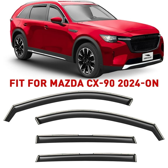 Voron Glass in-Channel Extra Durable Rain Guards for Mazda CX-90 2024-2026, Window Deflectors, Vent Window Visors, 4 Pieces - 200923