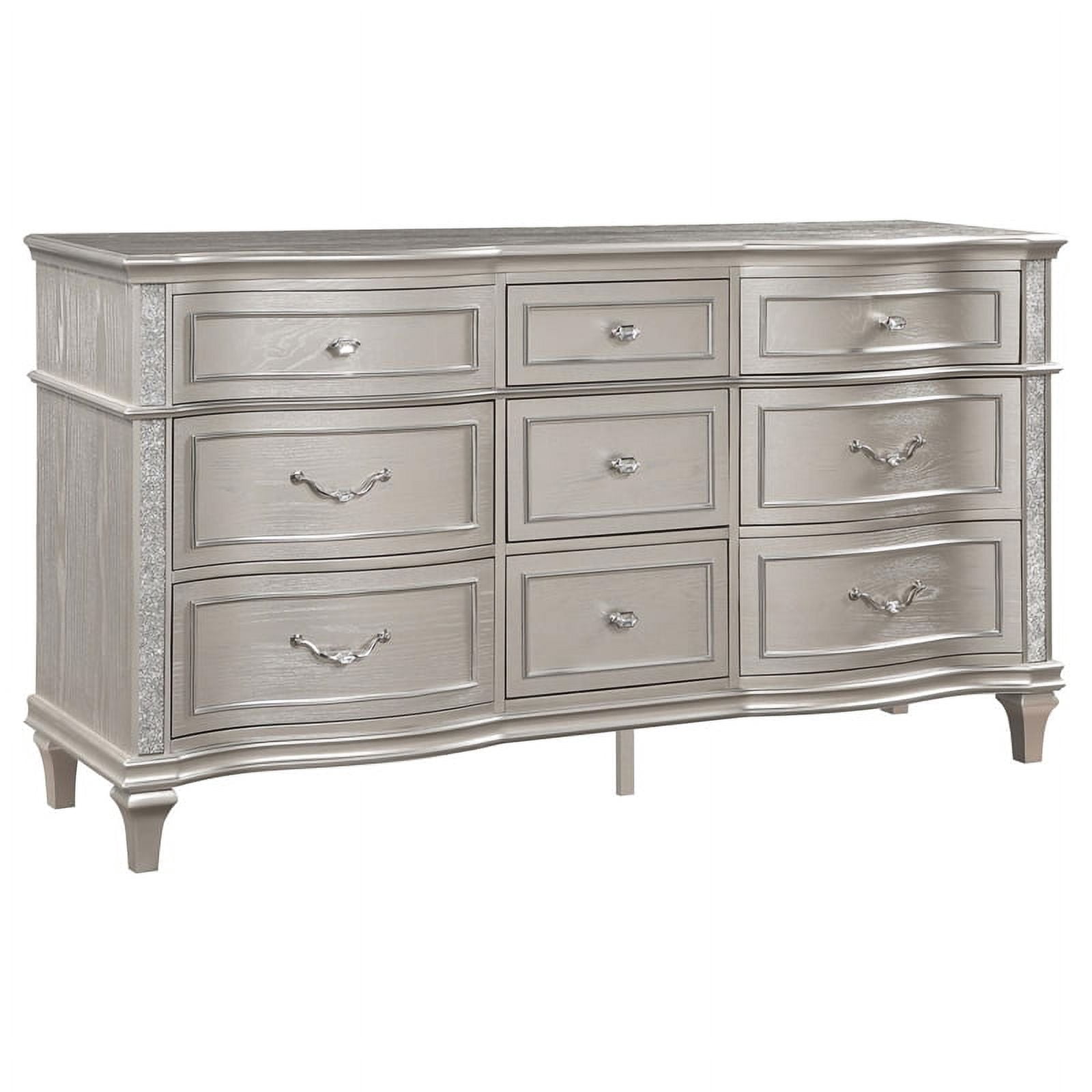 Coaster Company Evangeline 4-Piece Glam Upholstered Queen Bedroom Set, Silver