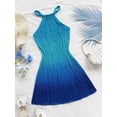 thumbnail image 4 of Women's Halter Neck Fitted Pleated Mini Dress with Ombre Print, Slimming Short Dress for Elegant Occasions, 4 of 9