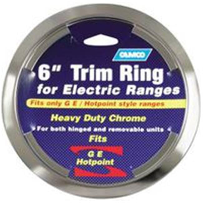 Camco GE/Hotpoint Electric Trim Ring, For Use With Metal or Porcelain Pans, 6 in Dia, Chrome Plated