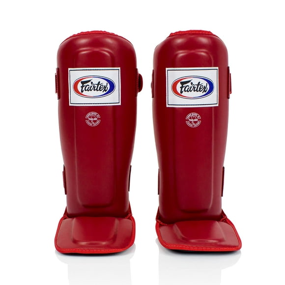 Espinilleras Fairtex SP3 Muay Thai para hombre, mujer y niño, color rojo