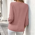 thumbnail image 4 of Yteetum 3/4 Length Sleeve Summer Tops for Women Oversized 3/4 Sleeve Crewneck Cotton Linen Shirts Casual Solid Round Neck Loose Lightweight Comfy Half Sleeve T Shirts, 4 of 7