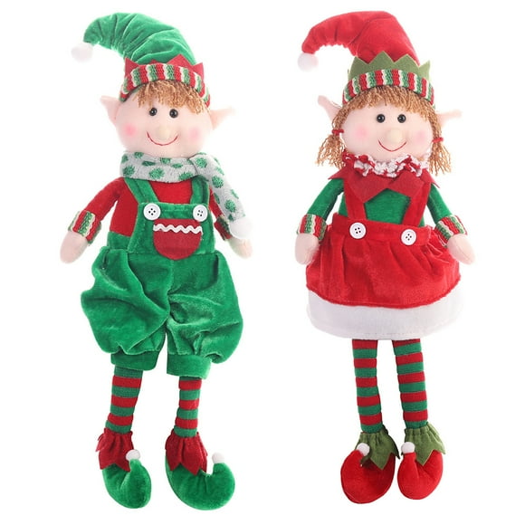 nipocaio 2 sets of fairy plush Christmas stuffed dolls Boy and girl fairy holiday plush shelf toys