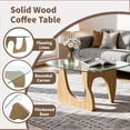 thumbnail image 4 of 31.5 Inch Coffee Table for Living Room, Mid Century Modern Center Table with Clear Glass Top and Cherry Wood Base, Transparent/Cherry, 4 of 6