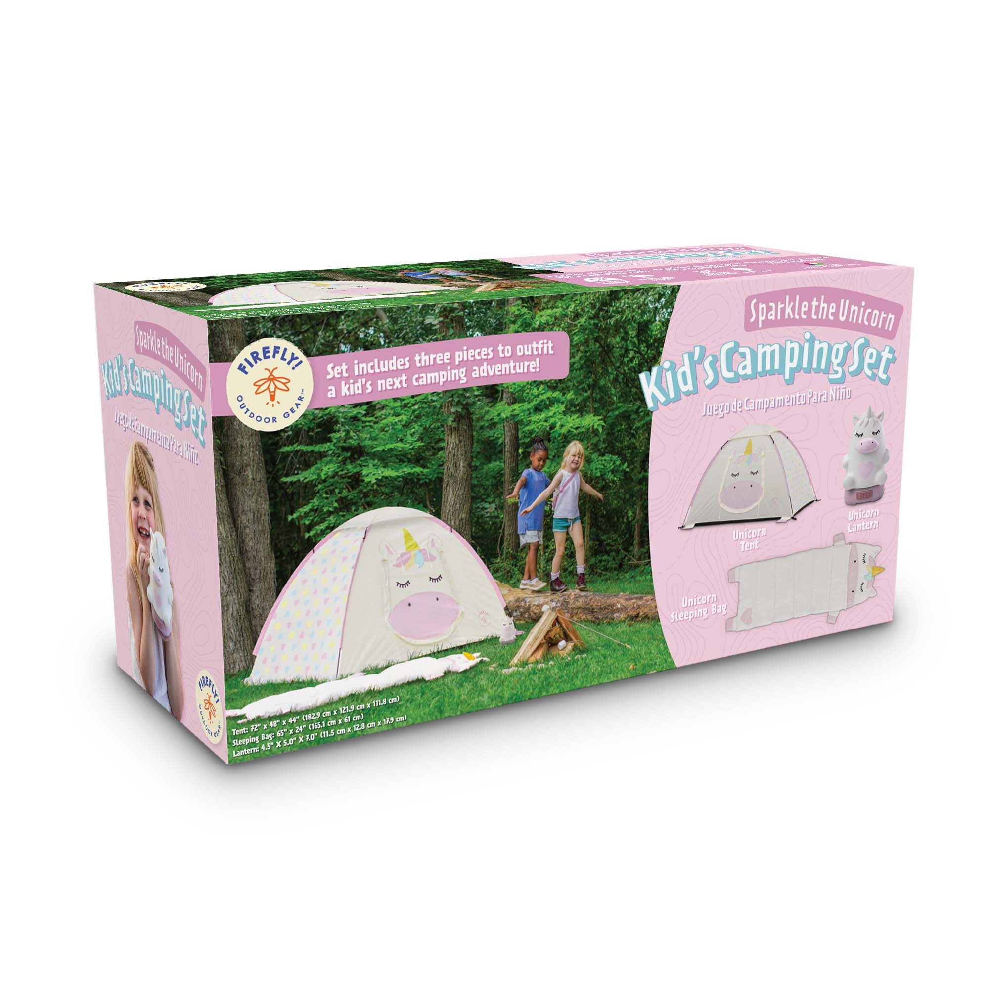 Firefly! Outdoor Gear Sparkle the Unicorn Kid's Outdoor Camping Combo (Tent, Sleeping Bag, Lantern)