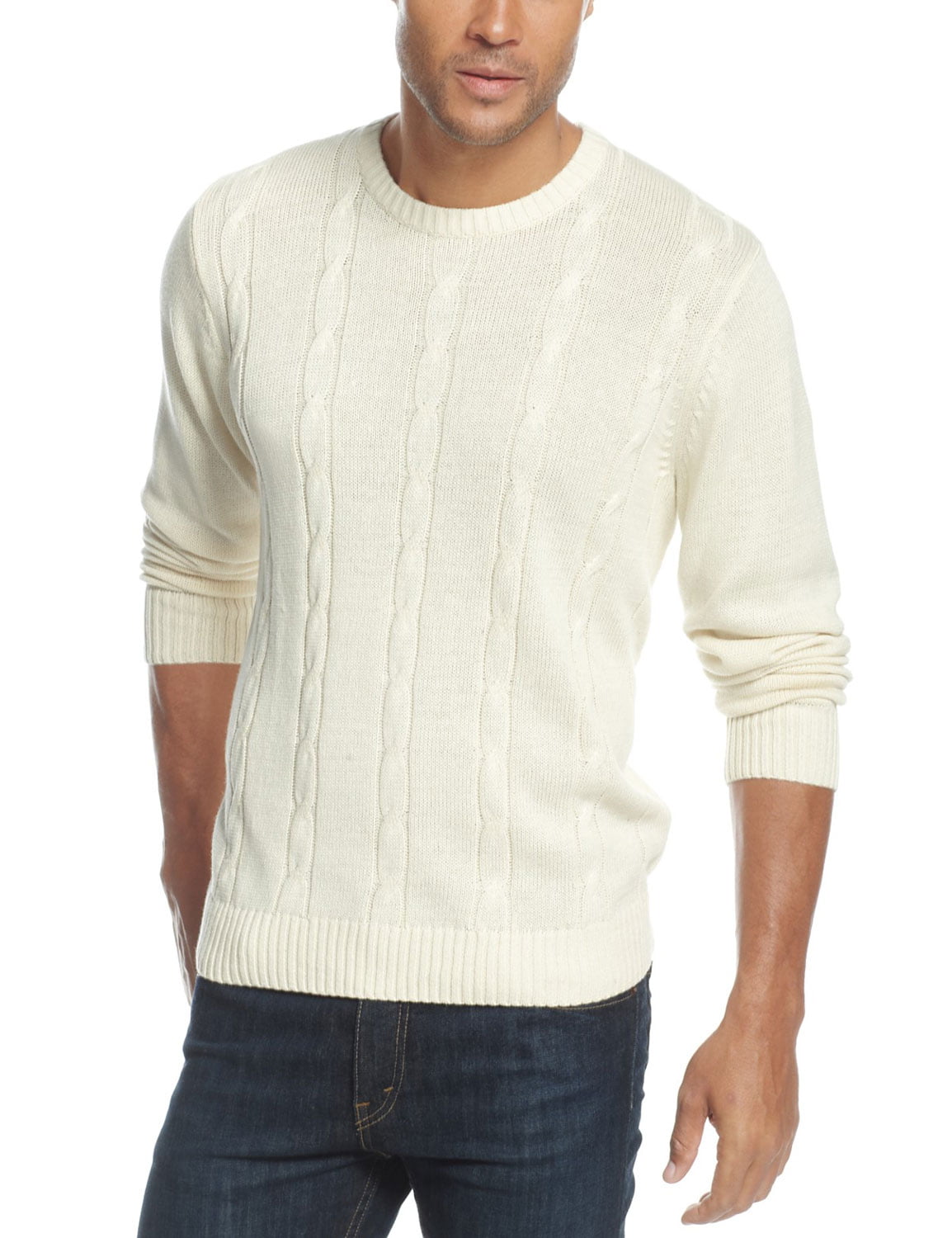 Tricots St. Raphael - Cable Knit Cotton Crewneck Sweater Vanilla Ivory ...