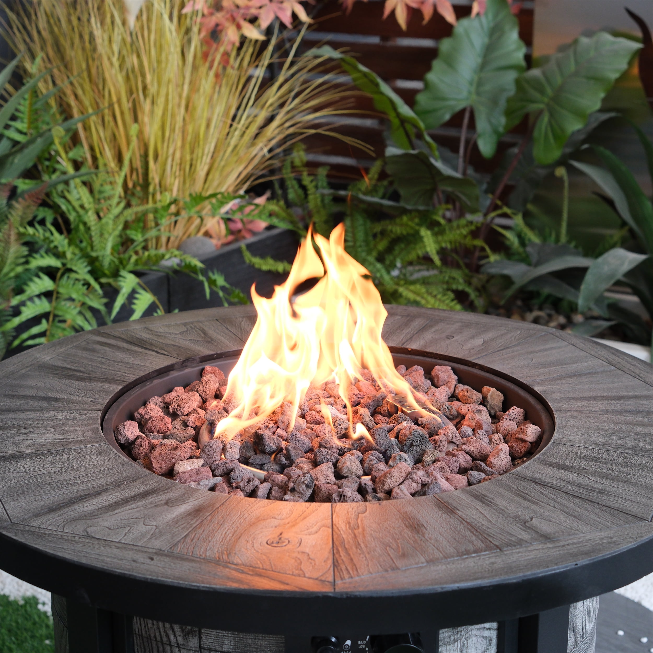 KT Parts Propane Fire Pit Table 50000 BTU, 36 Inch Round Outdoor Gas Fire Pit with Lava Rocks and Waterproof Cover, Smokeless Fire Table for Patio Backyard Garden