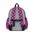 thumbnail image 3 of Pink and Black Checkered Pattern Backpack for School, Cute School Bag with Adjustable Shoulder Straps and Padded Back, 13.4"x11"x4.7", 3 of 5