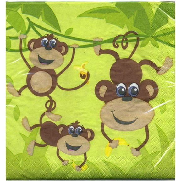 Monkeys Jungle Safari Animal Monkey Kids Birthday Party Paper Luncheon Napkins