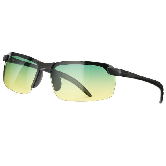 Sport Sunglasses Cycling Polarized Sun Glasses for Men Mountain Bike Driving Fishing Running, Black/Yellow Green