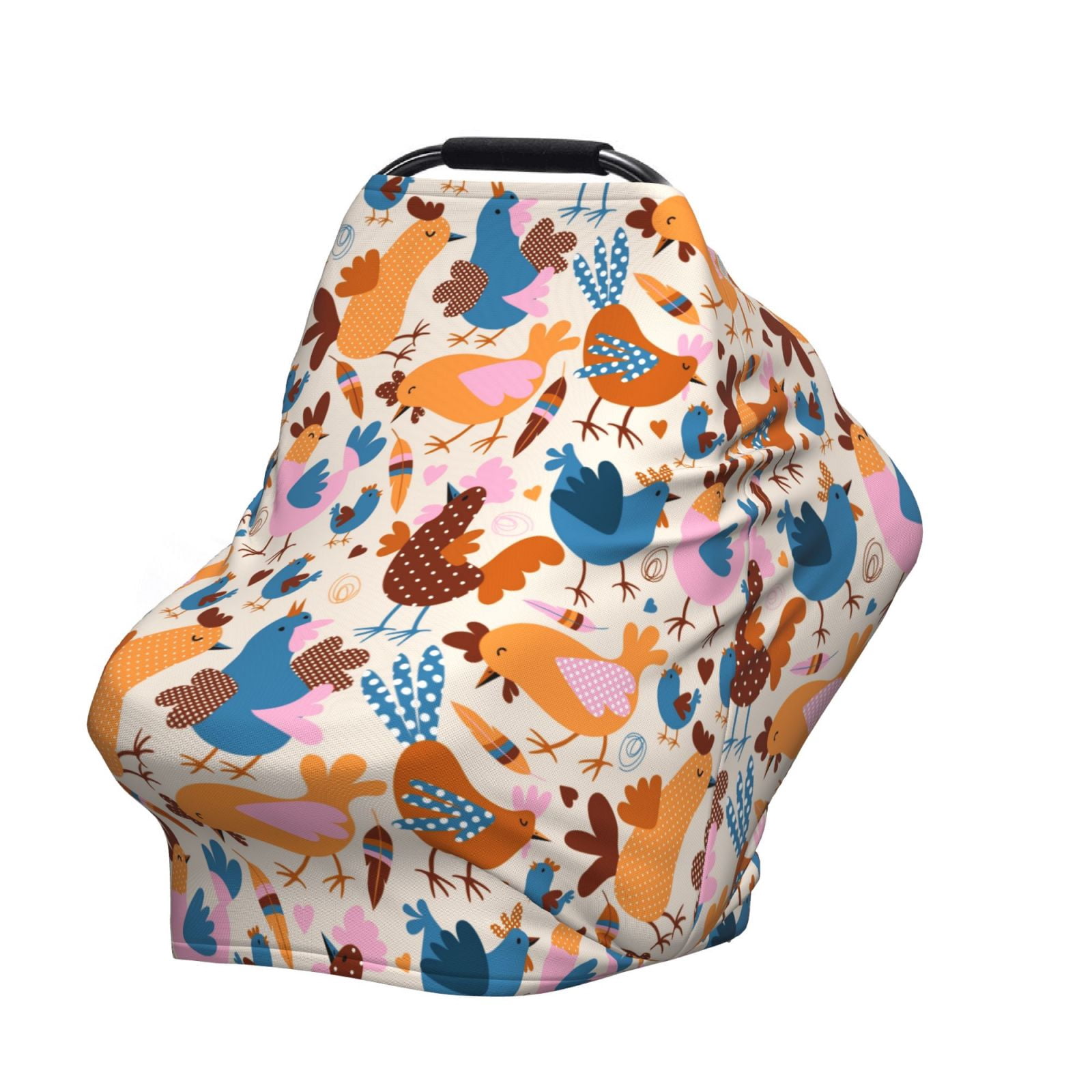 Fotbe Cute Chickens Pattern Car Seat Covers for Babies, Nursing Breastfeeding Cover Infant Carseat Canopy, Soft Stretchy Carrier Cover