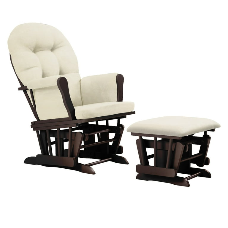 Bentley Glider and Ottoman Espresso with Beige Cushions