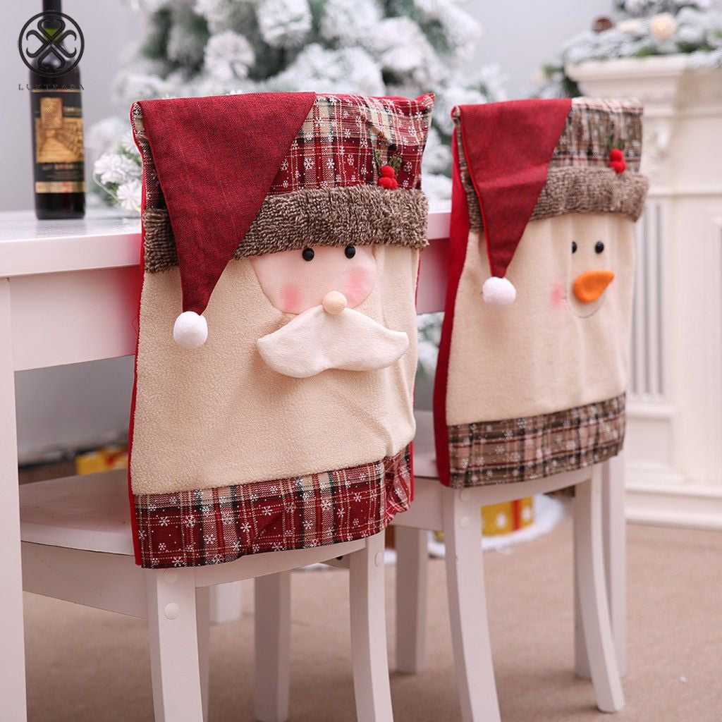 Luxtrada 1PC Christmas Chair Covers Dining Chair Covers Christmas Chair