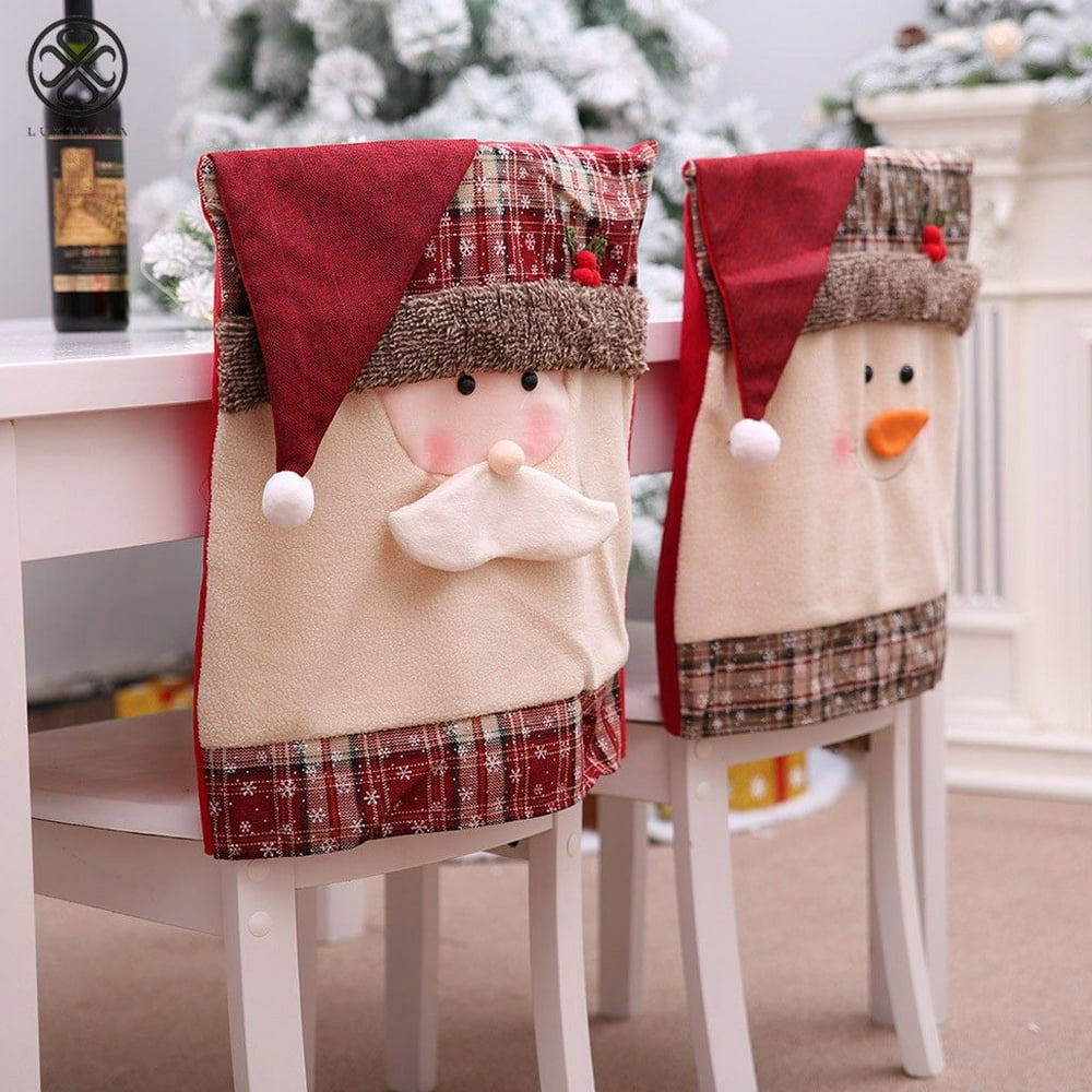 Luxtrada 1PC Christmas Chair Covers Dining Chair Covers Christmas Chair