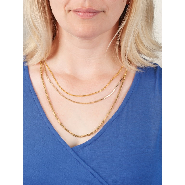 Layered Necklace Spacer with Magnetic Clasp 2 Piece Set, Gold 