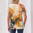 thumbnail image 6 of Minjewel Womens T Shirts Casual V Neck Short Sleeve - Fall Leaves Print Button Detail, T Shirts for Women Seasonal Graphic Tee, Summer Tops for Women for Autumn,Yellow 2XL, 6 of 6