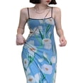 thumbnail image 1 of MesaSe Robe Longue Moulante à Bretelles pour Femmes à Imprimé Floral à Col Carré, 1 of 2