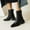 Black, variant on Babysbule Womens Shoes Clearance, Women's Midrange Winter Leather Stitching Square With Fleece Patchwork Back Zipper Rider's Boot